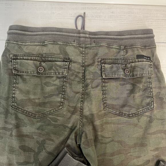Level 99 Army Green Camo Pants size Large Linen Stretch Joggers Cuffs Drawstring - Picture 8 of 9